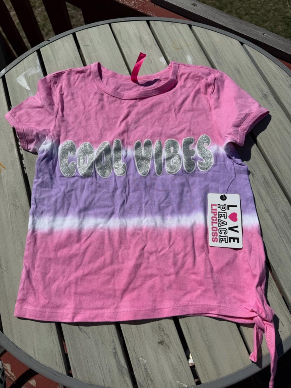 Girls' Pink & Purple Tie-Dye "Cool Vibes" Short Sleeve Tee